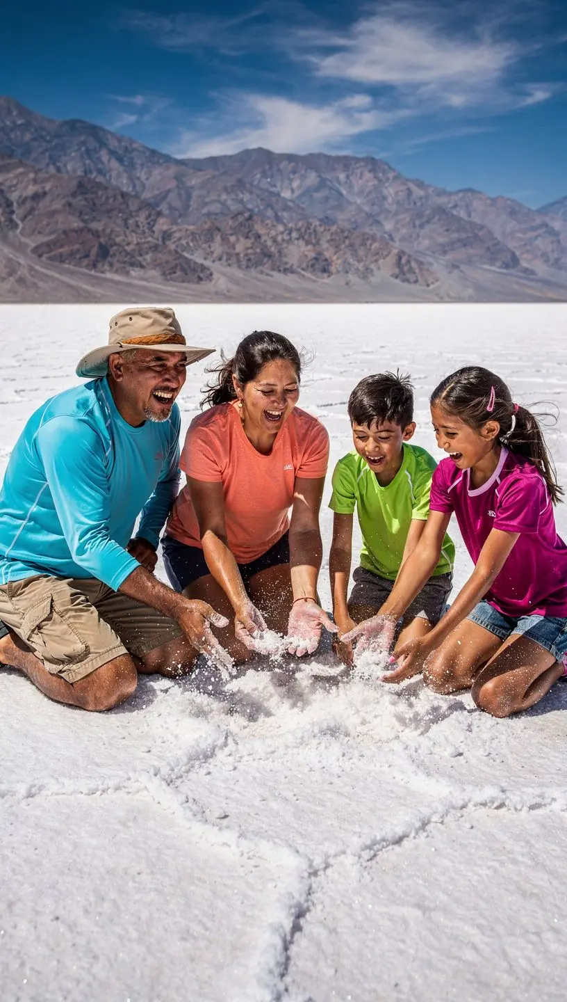 Геологические формации с уникальными скальными образованиями в Долине Смерти.
