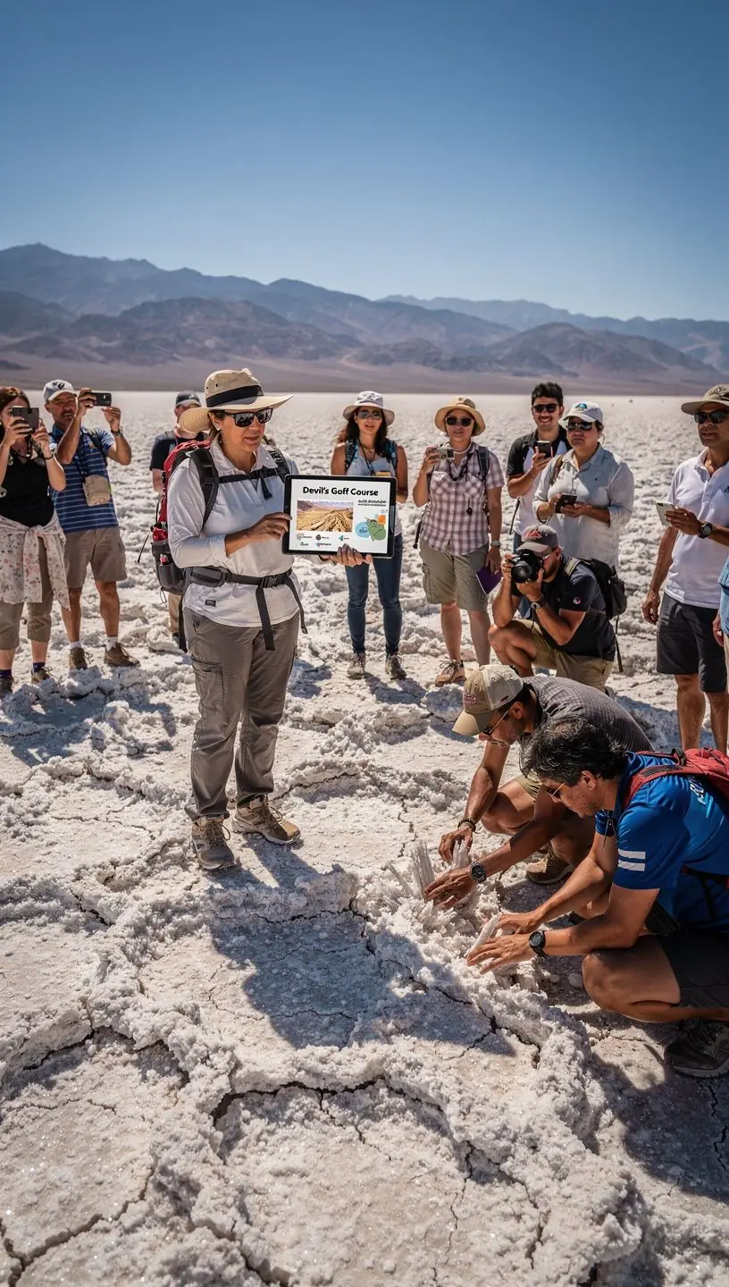Солончак с белоснежной поверхностью, отражающей солнечные лучи.