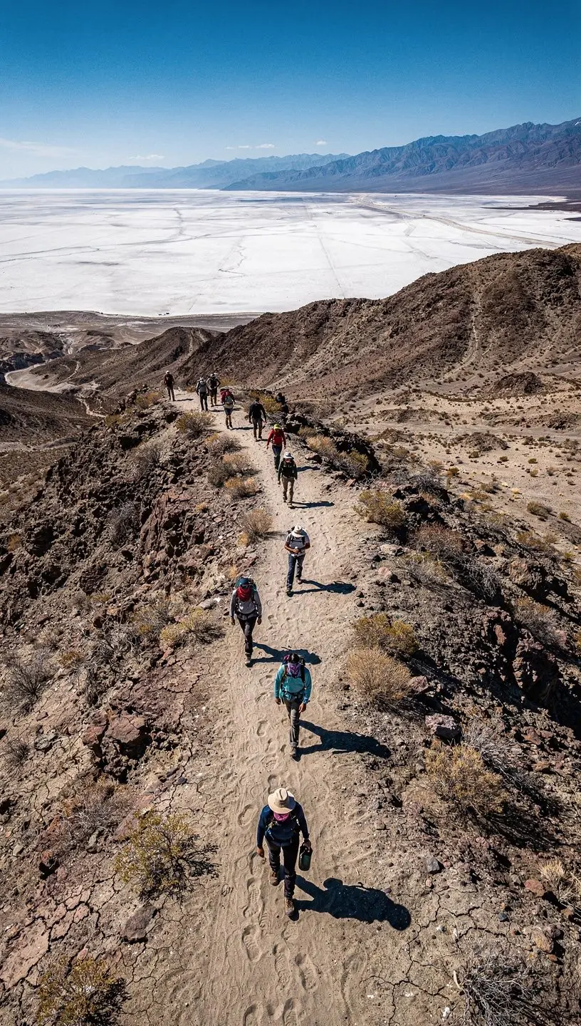 Песчаные дюны Долины Смерти под ярким солнцем.