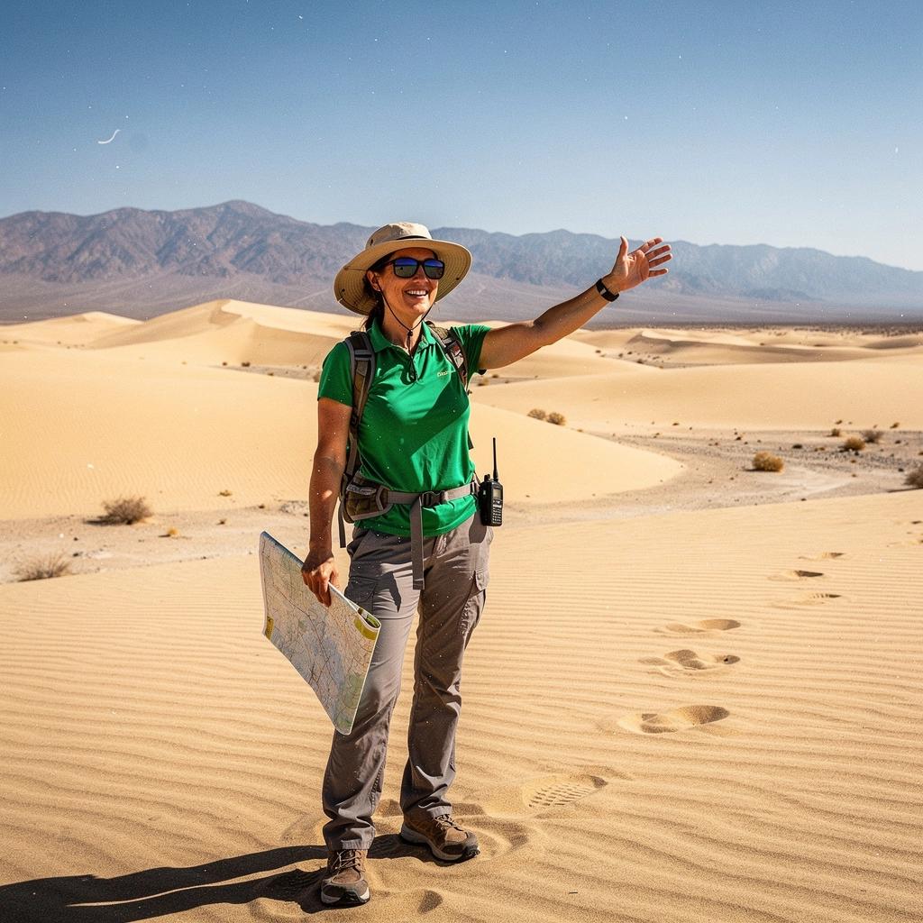 Закат над Долиной Смерти, окрашивающий небо в оранжевые и фиолетовые тона.