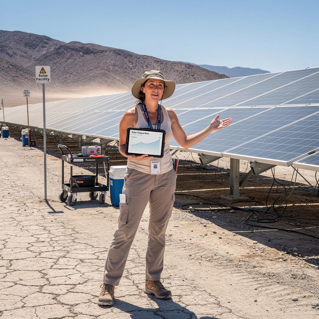 Пустынный ландшафт с редкими растениями, выживающими в суровых условиях.